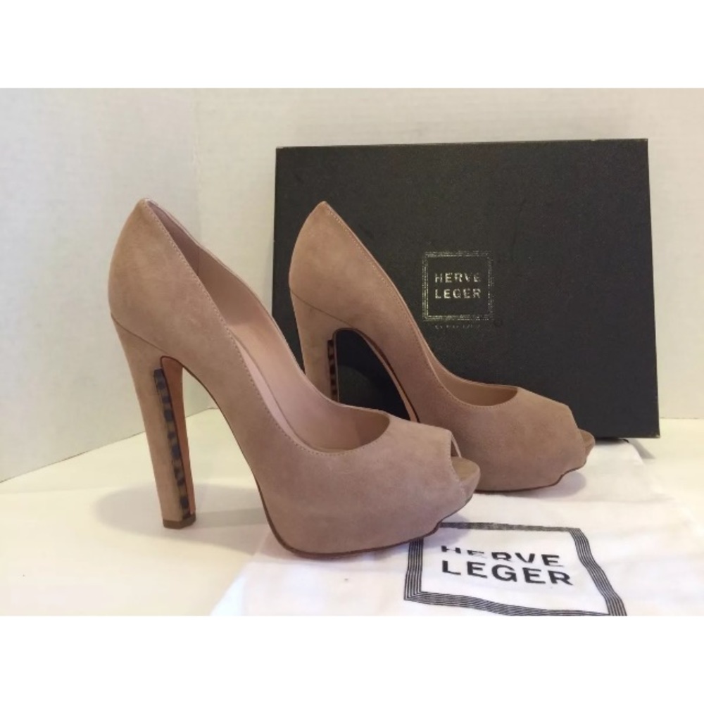 Herve Leger Brisa pumps heels suede taupe 37
